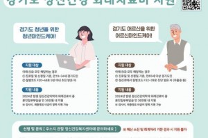 경기도 "청년과 노인 정신건강 치료비 연 36만원 지원"